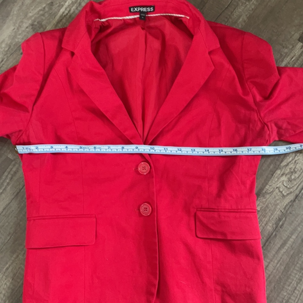 Red Express Button Down Blazer, Size 10 - image 5